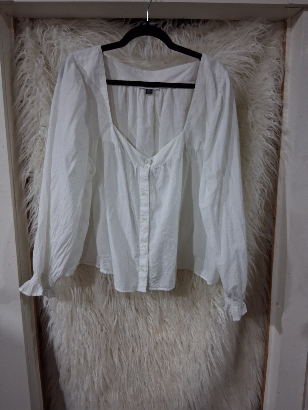 White Button-Front Women’s Blouse